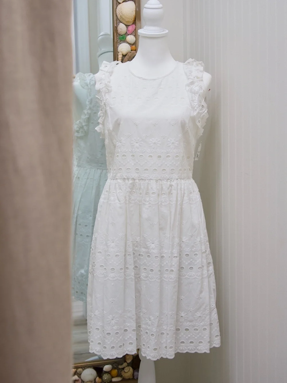 NWT Kate Spade White Eyelet Ruffle Mini Dress